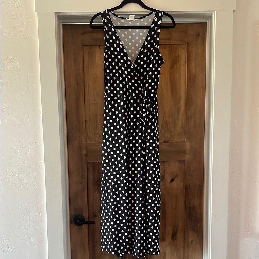 Caution To The Wind Black and White Polka Dot Midi Dress